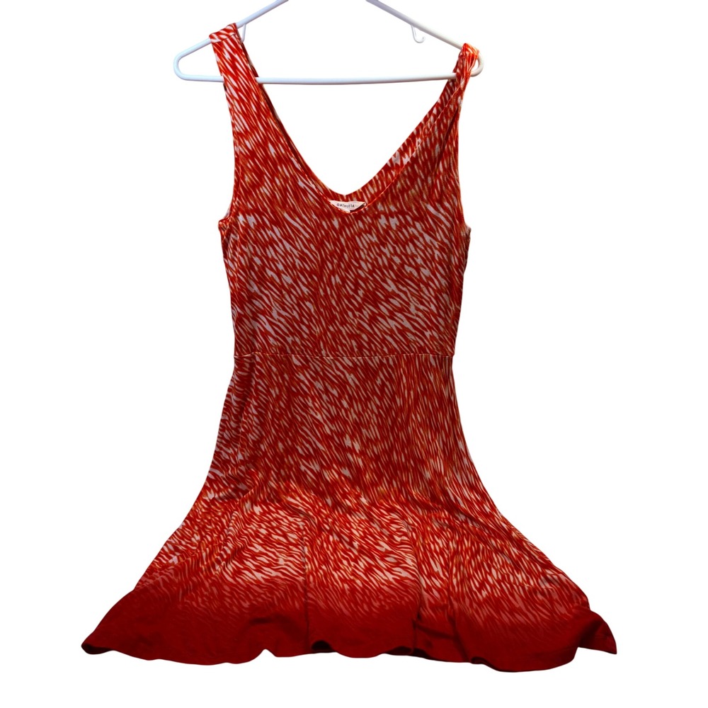 Athleta Red White Ikat Abstract V-Neck Sleeveless Maxi Dress Medium 5ATP530M